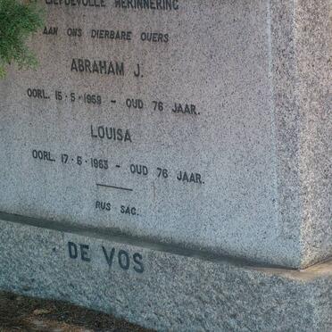 VOS Abraham J., de -1959 &amp; Louisa -1963