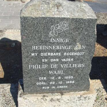 WAHL Philip De Villiers 1893-1958