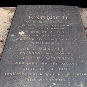 WARNICH Pieter Gabriel 1915-1969 & Hester Woutrina BESTER 1919-1993