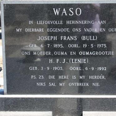 WASO Joseph Frans 1895-1975 & H.F.J. 1905-1992