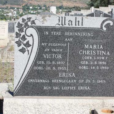 WAHL Victor 1897-1955 & Maria Christina LOUW 1896-1990 :: WAHL Erika -1969