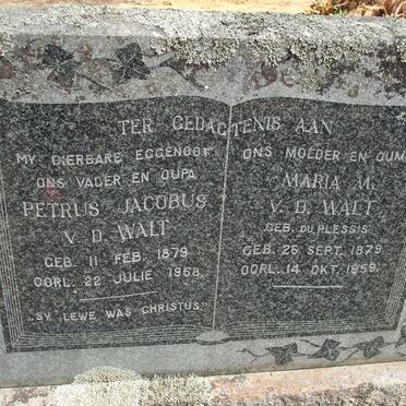 WALT Petrus Jacobus, V.D. 1879-1958 & Maria M. DU PLESSIS 1879-1959