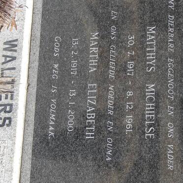 WALTERS Matthys Michielse 1917-1961 & Martha Elizabeth 1917-2000