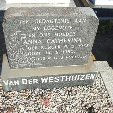 WESTHUIZEN Anna Catherina, van der nee BURGER 1938-1980