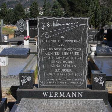 WERMANN Gunter Siegfried 1929-1993 & Anna Serdyn LOUBSER 1924-2007