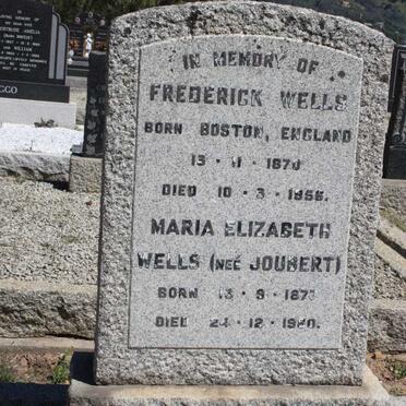 WELLS Frederick 1870-1956 & Maria Elizabeth JOUBERT 1877-1980