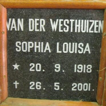 WESTHUIZEN Sophia Louisa, van der 1918-2001