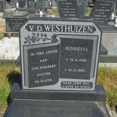 WESTHUIZEN Henrietta, V.D. 1958-1983