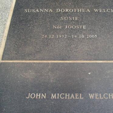 WELCH John Michael & Susanna Dorothea JOOSTE 1932-2005