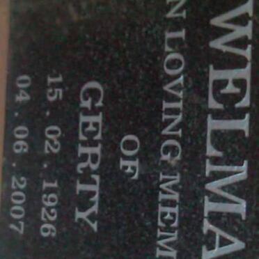 WELMAN Gerty 1926-2007
