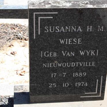 WIESE Susanna H.M., nee VAN WYK 1889-1974