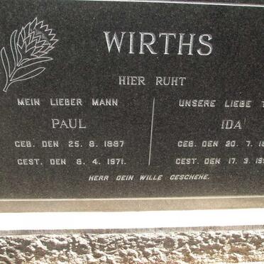 WIRTHS Paul 1887-1971 & Ida 1893-1990