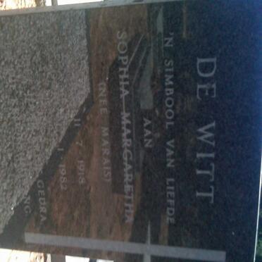 WITT Sophia Margaretha,de nee MARAIS 1918-1982