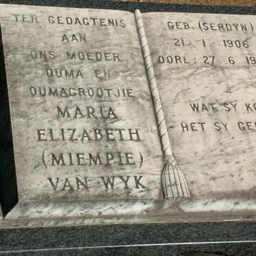 WYK Maria Elizabeth, van nee SERDYN 1906-1990
