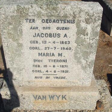 WYK Jacobus A., van 1863-1940 & Maria M. THERON 1871-1951