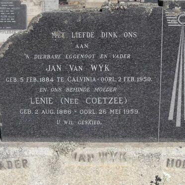 WYK Jan, van 1884-1950 & Lenie COETZEE 1886-1959