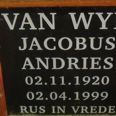 WYK Jacobus Andries, van 1920-1999