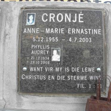 CRONJÉ Phyllis Audrey 1934-2008 :: CRONJÉ Anne-Marie Ernastine 1955-2003