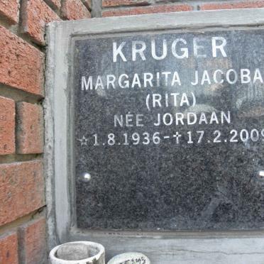 KRUGER Margarita Jacoba nee JORDAAN 1936-2009