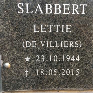 SLABBERT Lettie nee DE VILLIERS 1944-2015