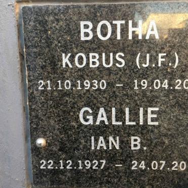 BOTHA J.F. 1930-2011 :: GALLIE Ian B. 1927-2014