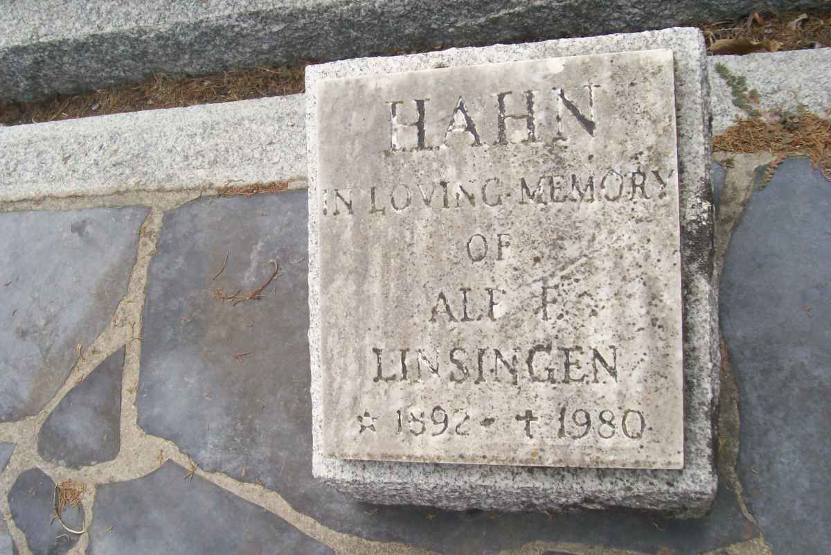 HAHN Alf F. nee LINSINGEN 1892-1980