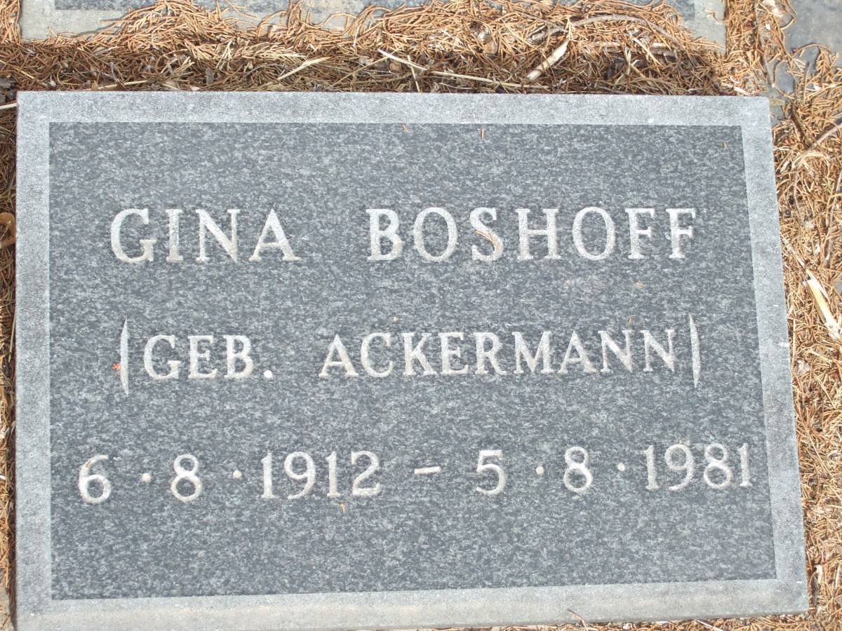 BOSHOFF Gina nee ACKERMANN 1912-1981