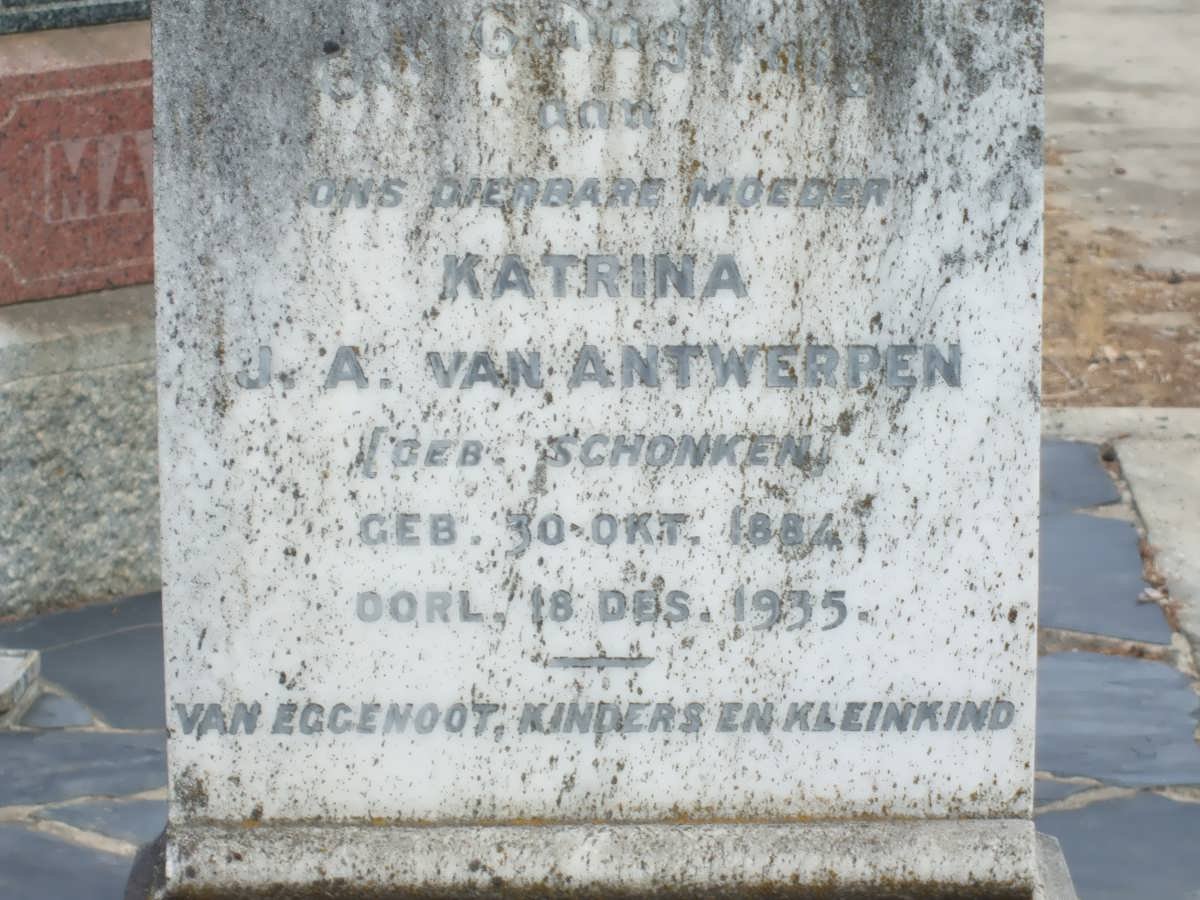 ANTWERPEN Katrina J.A., van nee SCHONKEN 1884-1935