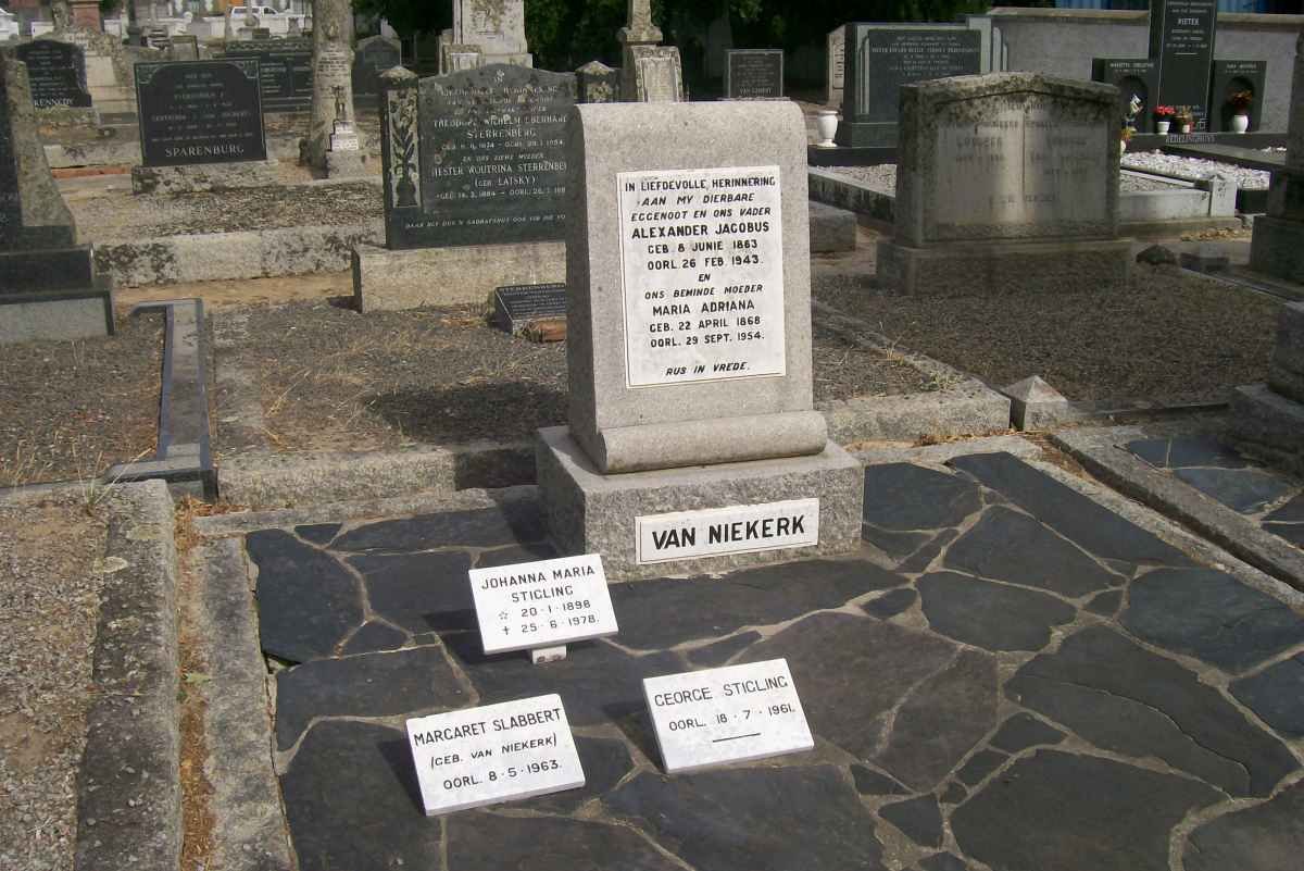 NIEKERK Alexander Jacobus, van 1863-1943 &amp; Maria Adriana 1868-1954 - see description for rest of names