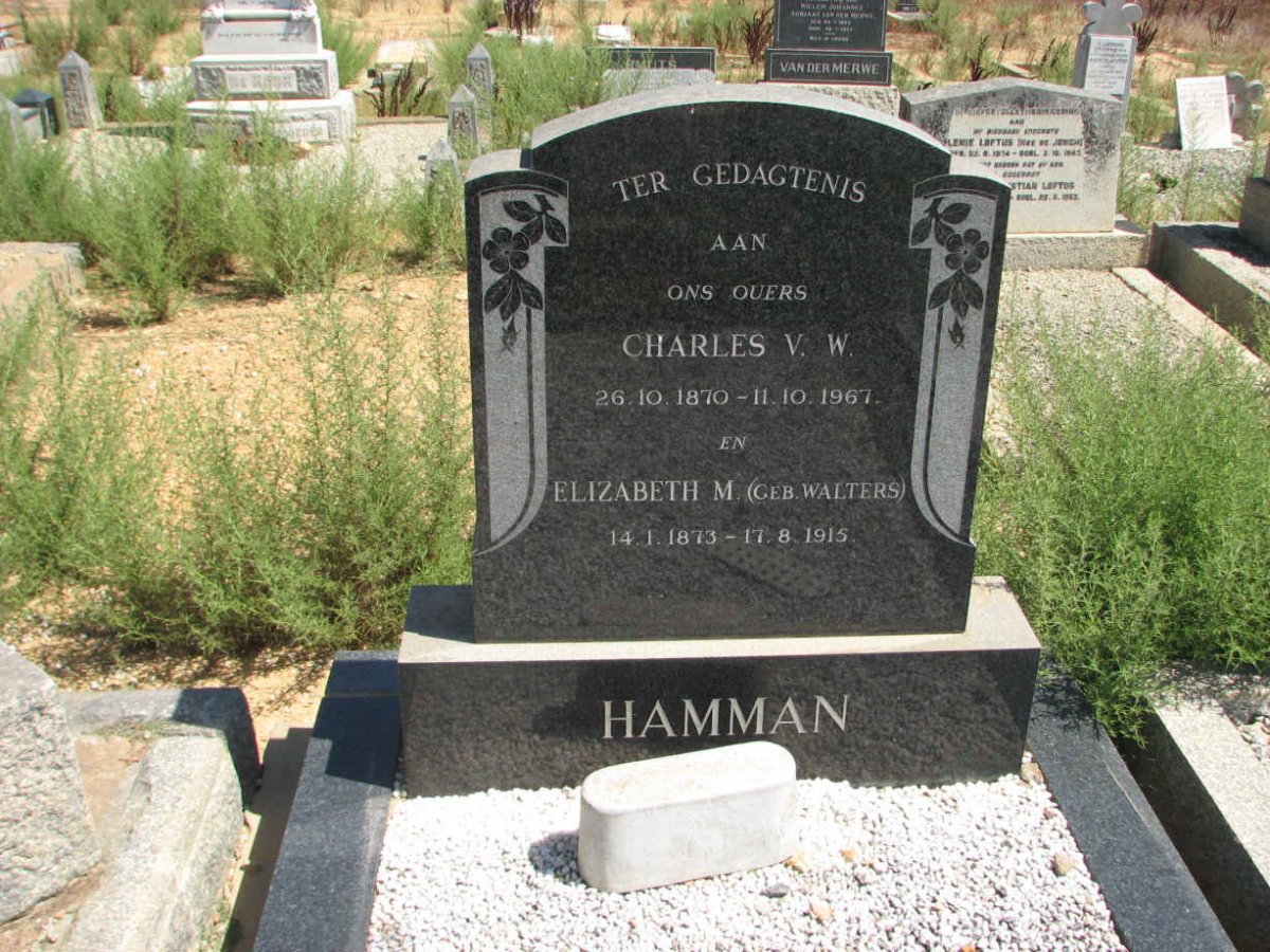 HAMMAN Charles V.W. 1870-1967 &amp; Elizabeth M. WALTERS 1873-1915