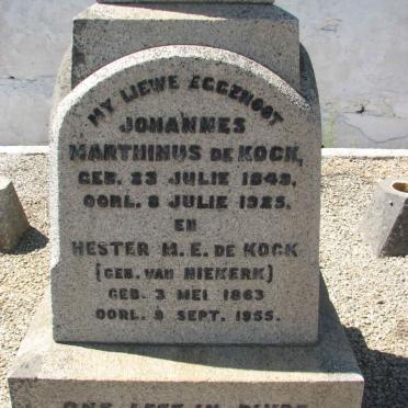 KOCK Johannes Marthinus, de 1843-1925 &amp; Hester M.E. VAN NIEKERK 1863-1955