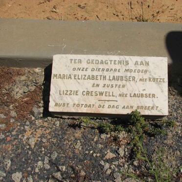 LAUBSER Maria Elizabeth nee Kotze :: CRESWELL Lizzie nee LAUBSER 