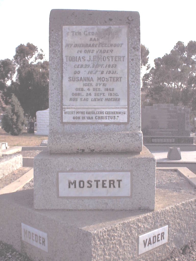 MOSTERT J.F. Tobias 1853-1931 &amp; Susanna UYS 1862-1936