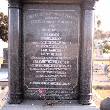 NIEKERK Hennie, van 1879-1960 &amp; Kitty DE KOCK 1890-1930 &amp; Baby VAN SCHOOR 1879-1946