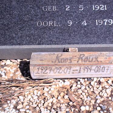 ROUX Koos 1927-1994, HULME Susarha Johanna 1921-1979