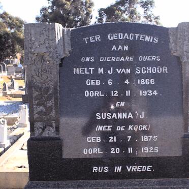 SCHOOR Melt M.J., van  1866-1934 &amp; Susanna J. DE KOCK 1875-1925
