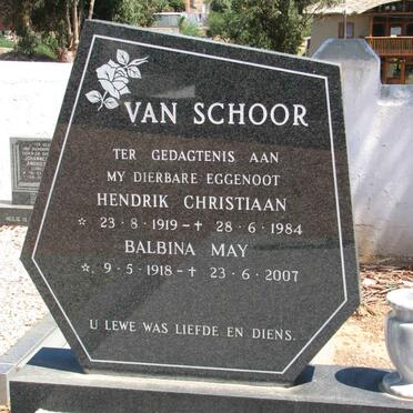 SCHOOR Hendrik Christiaan, van 1919-1984 &amp; Balbina May 1918-2007