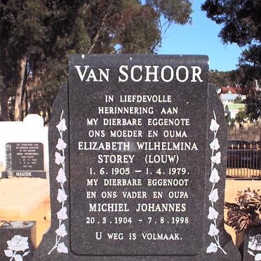 SCHOOR Michiel Johannes, van 1904-1998 &amp; Elizabeth Wilhelmina Storey LOUW 1905-1979