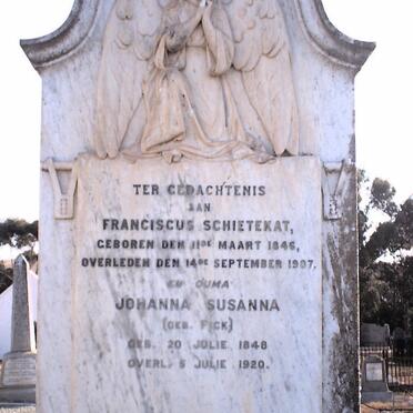 SCHIETEKAT Franciscus 1846-1907 &amp; Johanna Susanna FICK 1848-1920