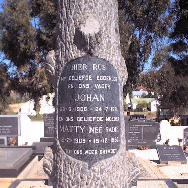 STEYN Johan 1906-1971 &amp; Matty SADIE 1909-1983