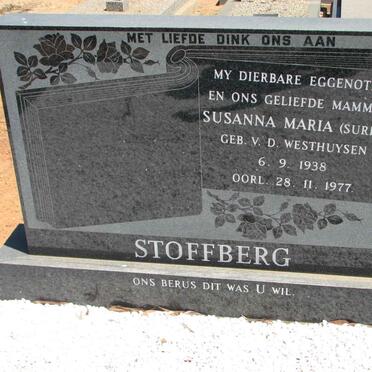 STOFFBERG Susanna Maria nee VAN DER WESTHUIZEN 1938-1977