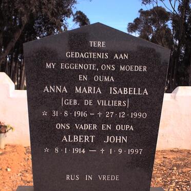 SPUY Albert John, van der 1914-1997 &amp; Anna Maria Isabella DE VILLIERS 1916-1990