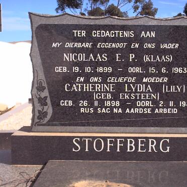 STOFFBERG Nicolaas E.P. 1899-1963 &amp; Catharine Lydia EKSTEEN  1898-1987