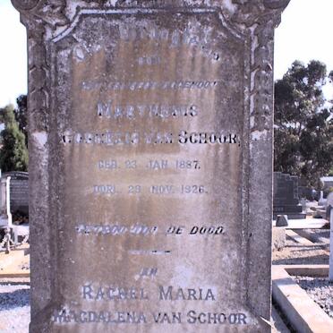 SCHOOR  Marthunis Cornelis, van 1887-1926 &amp; Rachel Maria Magdalena LOFTUS 1890-1939