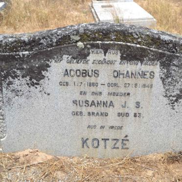 KOTZÉ Jacobus Johannes 1860-1949 &amp; Susanna J.S. BRAND