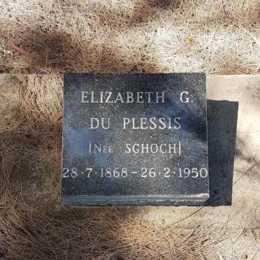 PLESSIS Elizabeth G., du nee SCHOCH 1868-1950