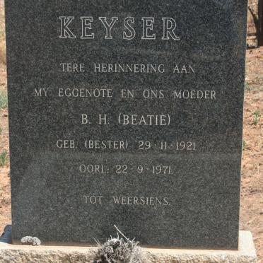 KEYSER B.H. nee BESTER 1921-1971