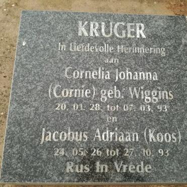 KRUGER Jacobus Adriaan 1926-1993 &amp; Cornelia Johanna WIGGINS 1928-1993