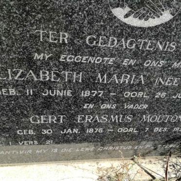 MOUTON Gert Erasmus 1876-1955 &amp; Elizabeth Maria DOMA?? 1877-1953