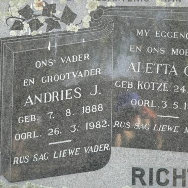 RICHTER Andries J. 1888-1982 &amp; Aletta C.S. KOTZÉ 1892-1963